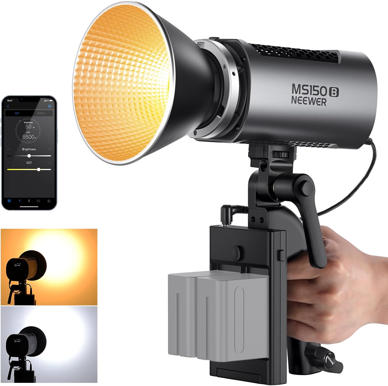 Neewer MS150B 130W Bi-Color LED Video Light with App Control and Bowens Mount for Photography and Video