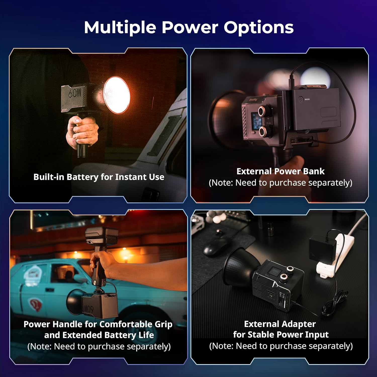SmallRig RC 60C RGB LED Video Light with 2500K–10000K color temperature, PD fast charging, app control, 12 lighting effects for photography and video
