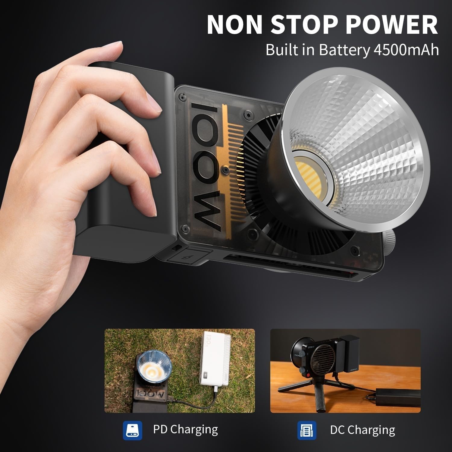 Zhiyun CINEPEER CX100 100W LED Video Light with 2700K-6500K Bi-Color, CRI 96+, TLCI 97+, portable lighting for photography and video